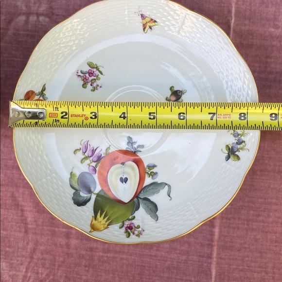 Herend Handpainted fruit and flora large tea cup and saucer plate. Antique - Picture 6 of 16